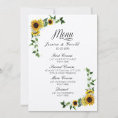 Invitation Automne Tournesol Jaune Rustique Barne Menu Mariag (Devant)