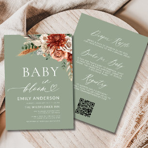 Invitation Automne tout en un Fleur sauvage bébé en fleurs do