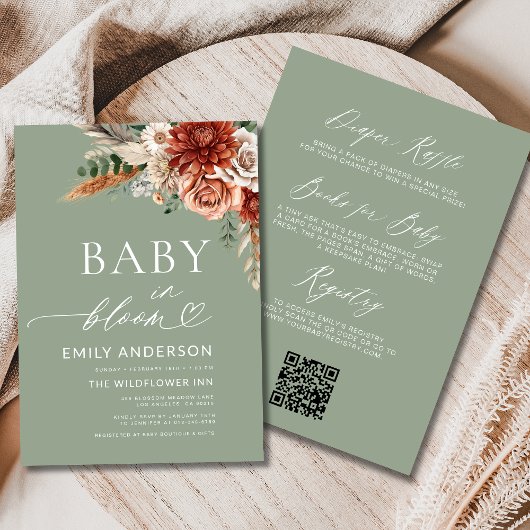 Invitation Automne tout en un Fleur sauvage bébé en fleurs do
