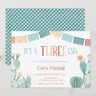 Invitation Automne Trois-ESTA Fille 3ème anniversaire fête Fi