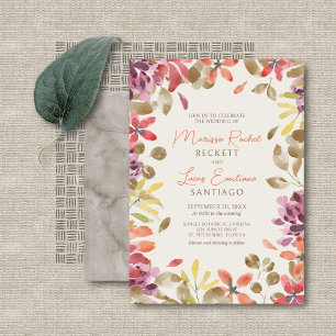 Invitation Automne Tropical Floral Abstrait Mariage