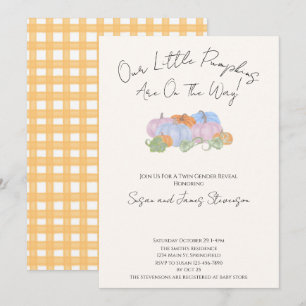 Invitation Automne Twin Genre Révéler Petit Thème Citrouille