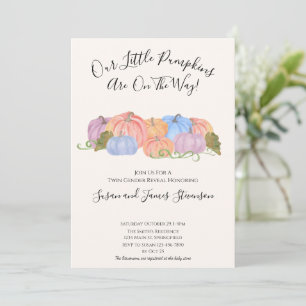 Invitation Automne Twin Genre Révéler Petit Thème Citrouille