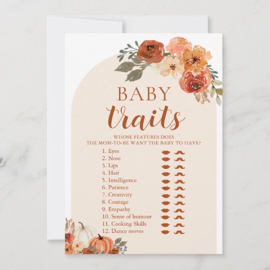 Invitation Automne Un Petit Baby shower Citrouille Baby Trait (Devant)
