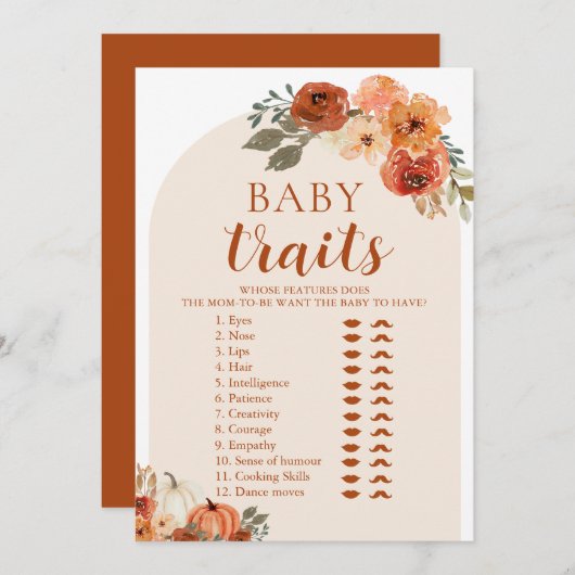 Invitation Automne Un Petit Baby shower Citrouille Baby Trait (Devant / Derrière)