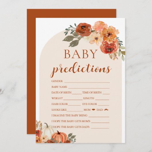 Invitation Automne Un Petit Baby shower Citrouille Prédiction (Devant / Derrière)