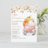 Invitation Automne Un Petit Camion Citrouille Baby shower Aut (Debout devant)