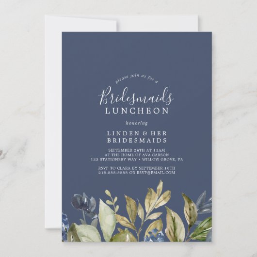 Invitation Automne Vert Marine Bridesmaids Déjeuner (Devant)