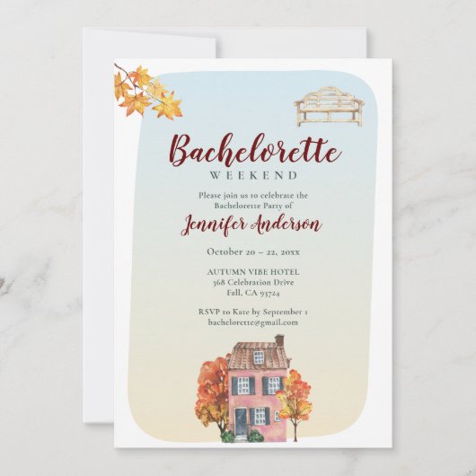 Invitation Automne Vibes Automne Russe Bachelorette Party (Devant)