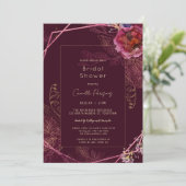 Invitation Automne Vin foncé Floral Tracery Fête des mariées (Debout devant)