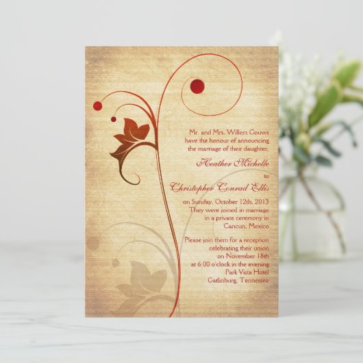 Invitation Automne Vin Rustique Berries Réception de mariage  (Debout devant)