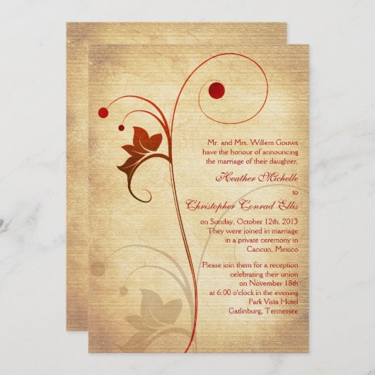 Invitation Automne Vin Rustique Berries Réception de mariage  (Devant / Derrière)