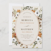 Invitation Automne vintage Automne Floral Monogramme Mariage (Devant)