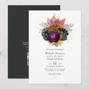 Invitation Automne vintage - Automne Floral QR Code RSVP Mari