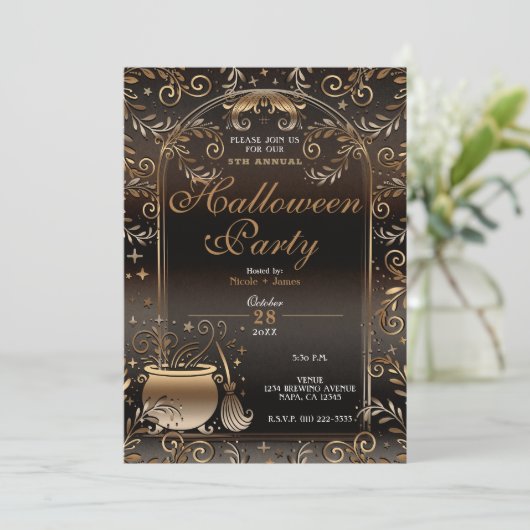 Invitation Automne Witchy Magic Whimsical Automne Halloween P (Debout devant)
