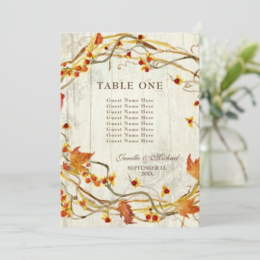 Invitation Automne Wreath Bittersweet Rustique chiffres Maria (Debout devant)