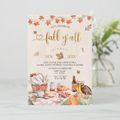 Invitation Automne Y'all Party Automne Harvest Citrouille (Debout devant)