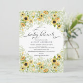 Invitation Automne Yellow Sunflower Brunch bébé (Debout devant)