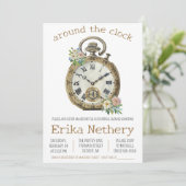 Invitation Autour de la Fête des mariées à thème de l'horloge (Debout devant)