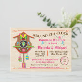 Invitation Autour de l'horloge Fête des mariées Folk art Cuck (Debout devant)