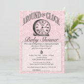 Invitation Autour de l'invitation de baby shower d'horloge - (Debout devant)