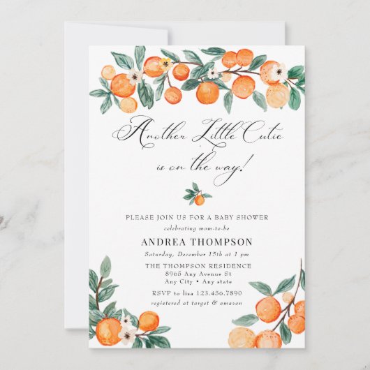 Invitation Autre | Cutie | Baby shower orange (Devant)