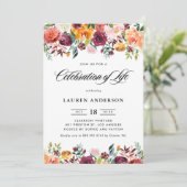 Invitation Autumn Blooms Garland Floral Celebration of Life (Debout devant)