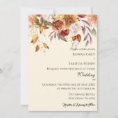 Invitation Autumn Elegance Fall Watercolor Floral Wedding  (Devant)