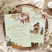 Invitation Autumn fall botanical sage green QR code wedding