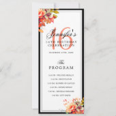 Invitation Autumn Fall Floral 16th Birthday Program Menu  (Devant)
