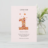 Invitation Autumn Fall Floral Garden First Birthday Aesthetic (Debout devant)