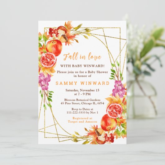Invitation Autumn Fall Harvest Baby Shower (Debout devant)