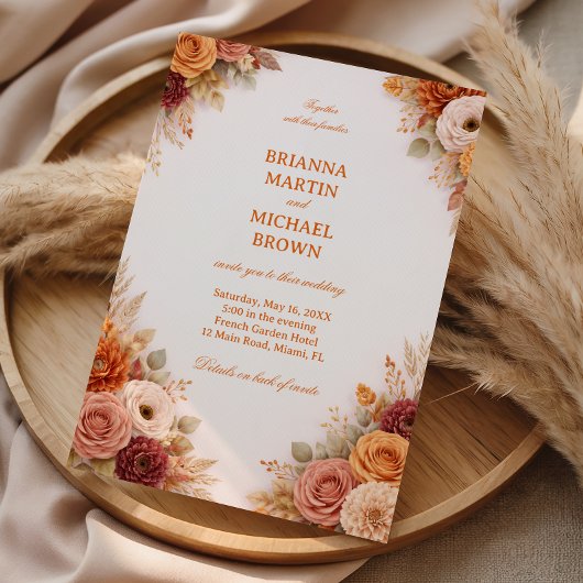 Invitation Autumn Floral Elegant Frame