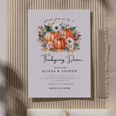 Invitation Autumn Floral Pumpkin Thanksgiving Dinner 