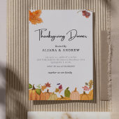 Invitation Autumn Floral Pumpkin Thanksgiving Dinner 