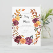 Invitation Autumn Floral with BoId watercolor bloom wedding (Debout devant)