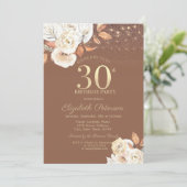 Invitation Autumn Flower Glitter Terracotta 30th Birthday (Debout devant)