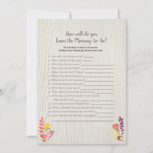 Invitation Autumn Forest Animal connaît maman meilleur jeu de (Devant)