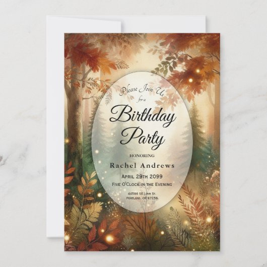 Invitation Autumn Glow in the Enchanted Forest Birthday (Devant)