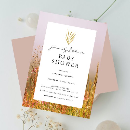 Invitation Autumn Grass Meadow Elegant Fall Baby Shower
