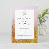 Invitation Autumn Grass Meadow Elegant Fall Baby Shower (Debout devant)