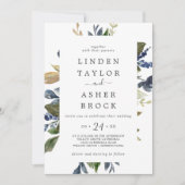 Invitation Autumn Greenery Bold Names Mariage (Devant)