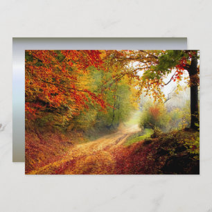 Invitation Autumn Leaves and Trees Covering Dirt Road