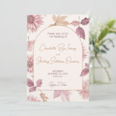Invitation Autumn Leaves Blush Terracotta Photo Wedding (Debout devant)