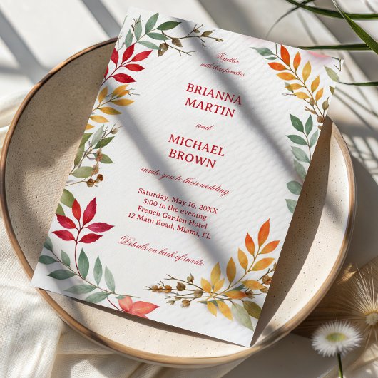 Invitation Autumn Leaves Botanical Frame