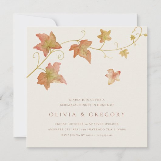 Invitation Autumn Leaves Fall Rehearsal Dinner (Devant)