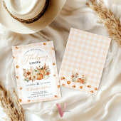 Invitation Autumn Leaves Pumpkin Gingham Thanksgiving Party