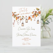 Invitation Autumn Leaves Rustic Watercolor Elegant Script (Debout devant)