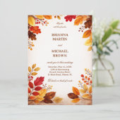 Invitation Autumn Leaves Warm Botanical (Debout devant)