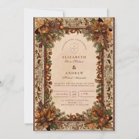 Invitation Autumn Oak Leaf Wedding (Devant)